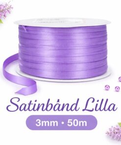 Lilla satinbånd 3 mm bredde og 50 meter rulle til gaveindpakning og hobby