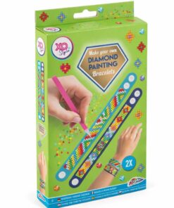 Diamond painting sæt til at lave grønne DIY armbånd med rhinsten og værktøj