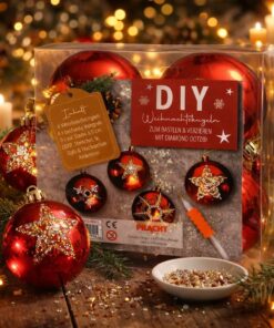 DIY røde julekugler med Diamond Dotz rhinsten – kreativt hobby sæt til at lave personlig julepynt