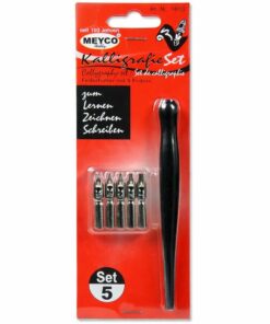 Kalligrafi sæt med pen og 5 stifter fra Meyco til håndskrift, kalligrafi og kreative skriveprojekter