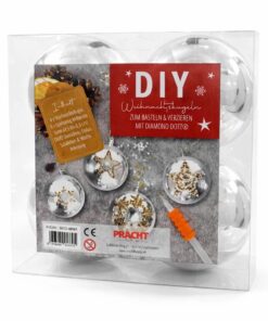 Lav selv julekugler DIY sæt med Diamond Dotz rhinsten – 4 sølv julekugler 8 cm hobby sæt