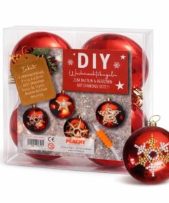 Lav selv røde julekugler DIY sæt med Diamond Dotz rhinsten – kreativ julepynt med 4 julekugler og værktøj