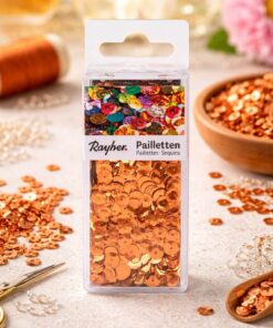 Rayher palietter 6 mm kobber facetterede runde palietter i æske til hobby, syning og dekoration