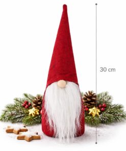 Stående rød filt nisse 30 cm klassisk dansk julepynt figur med langt hvidt skæg til juledekoration i hjemmet