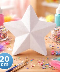 Styropor stjerne 20 cm til DIY hobby dekoration med palietter, maling og kreative materialer