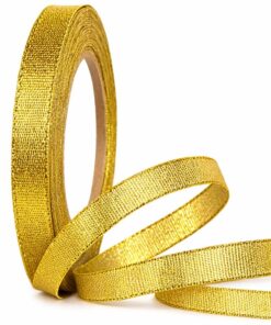 Lamé guld glitter bånd 10 mm x 10 m dekorationsbånd til gaveindpakning
