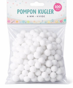 Pompon kugler 6 mm hvide – pakke med 100 stk mini pomponer til hobby, DIY projekter og kreative dekorationer