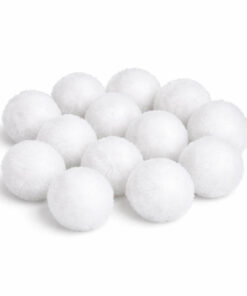 Hvide pompon kugler 40 mm pakke med 12 stk til hobby og kreative projekter