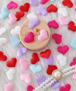 Små stof hjerter creme 2cm