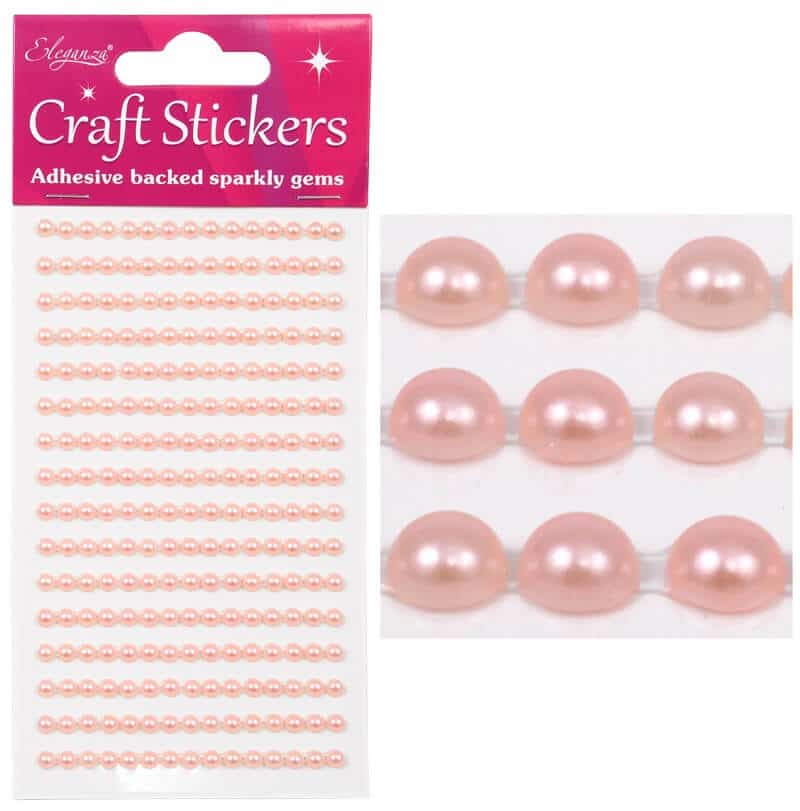 Selvklæbende lyserøde halvperler 4mm