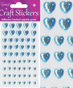 Selvklæbende rhinsten hjerter lyseblå mix