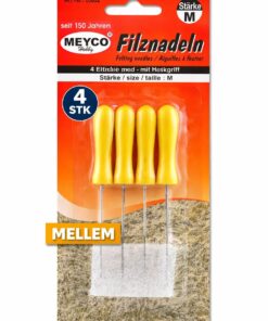 Filtnåle med træskaft mellem størrelse gul 4 stk packshot nålefiltning værktøj