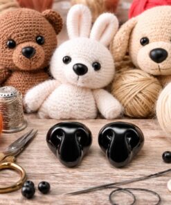 Sorte glas næser 13 mm til bamser og hæklede dyr – DIY inspiration med amigurumi figurer