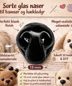 Sorte glas næser 13 mm til bamser og hæklede dyr – infografik med fordele og DIY anvendelse