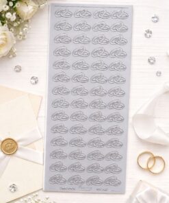 Stickers med sølv bryllupsringe til bryllupsinvitationer, scrapbooking og bryllupsdekoration
