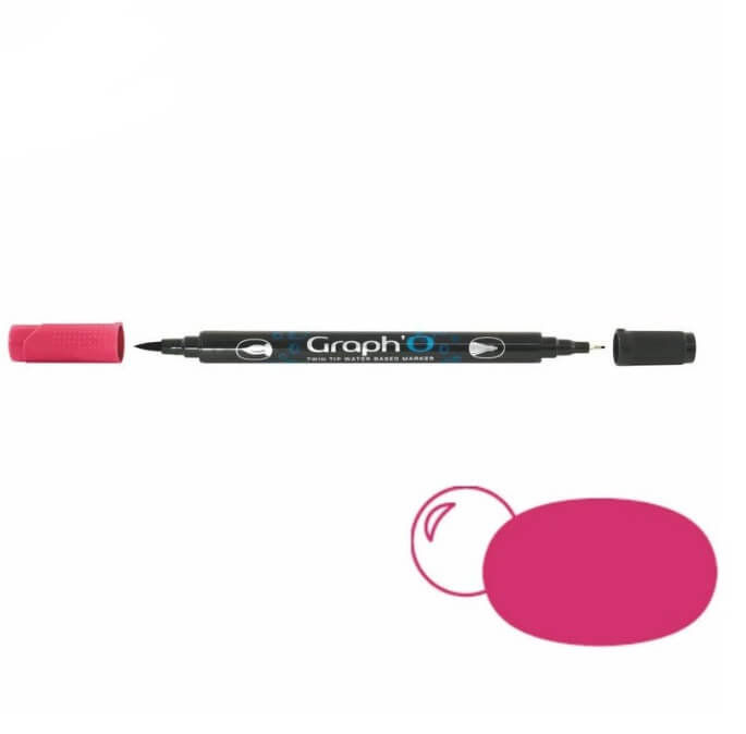 GRAPH'O Twin Tip Marker GO05260 Cranberry vandbaserede tusser