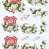 3D ark 65 år emblem og blomster til kortfremstilling