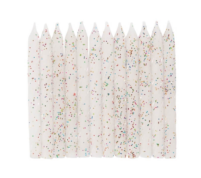 Lagkagelys hvide med glitter og prikker