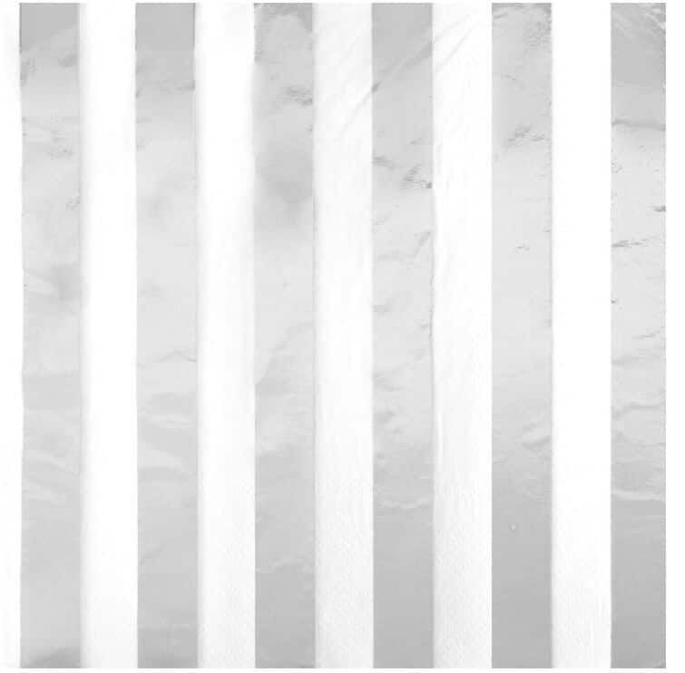 Servietter sølv og hvid stribet