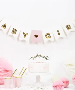 Babyshower og barnedåb guirlande med "Baby Girl"