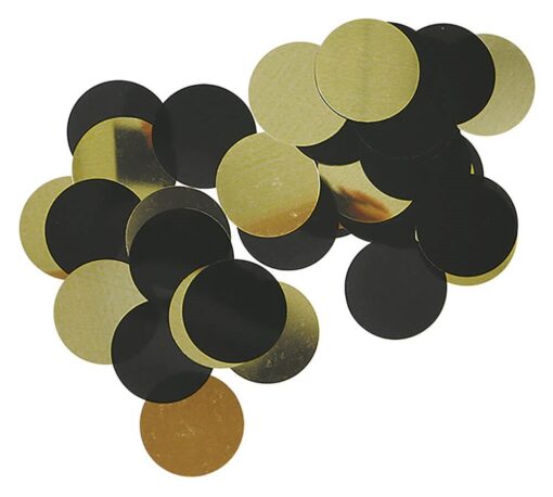 Konfetti runde guld og sort mix