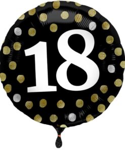 Folieballon 18 års fødselsdag rund sort
