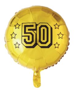 Folieballon 50 års fødselsdag rund guld