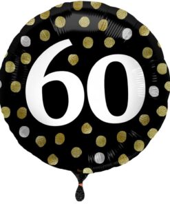 Folieballon 60 års fødselsdag rund sort