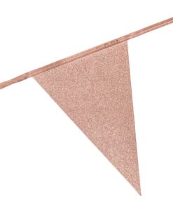 Rosa guld glitter vimpel flag guirlande 6m