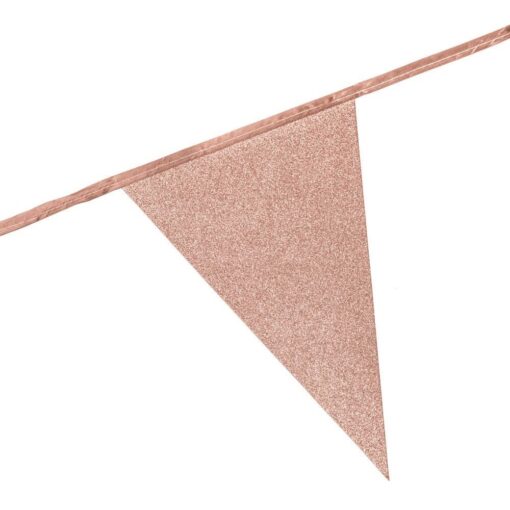 Rosa guld glitter vimpel flag guirlande 6m