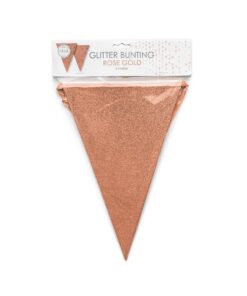 Rosa guld glitter vimpel flag guirlande 6m