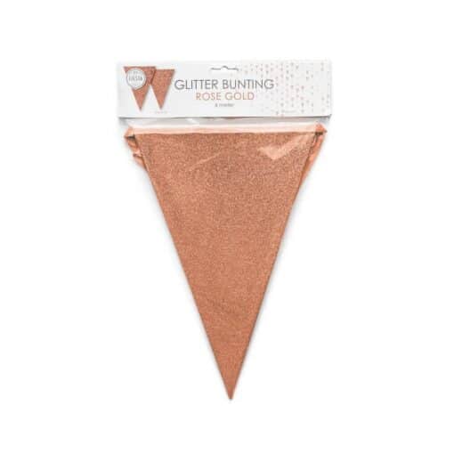 Rosa guld glitter vimpel flag guirlande 6m