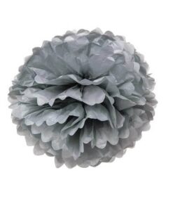 Silkepapir pompom kugle sølv