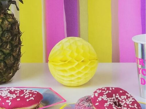 Gul Honeycomb pompom kugle