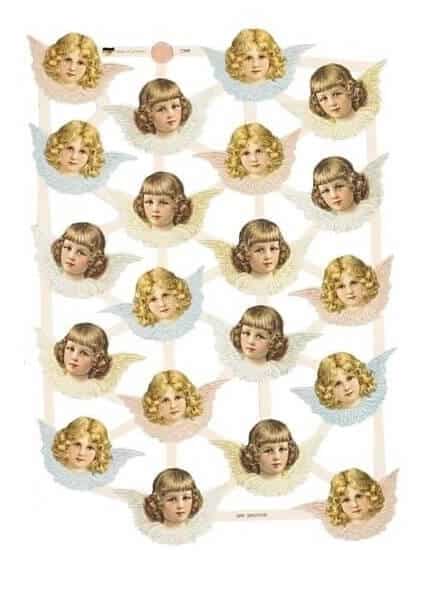 glansbilleder med nostalgiske engle