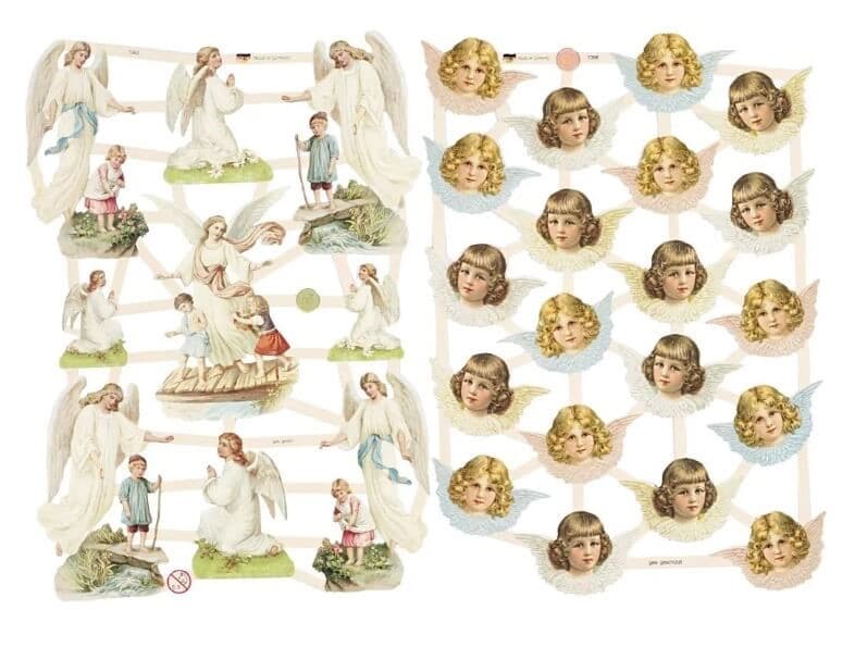 glansbilleder med nostalgiske engle