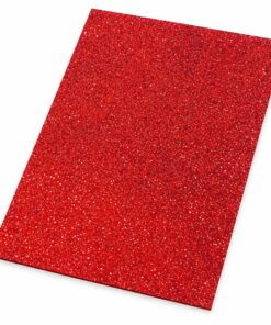 Mosgummi ark med rød glitter 2 mm 20x31 cm til hobby, DIY projekter, kort og scrapbooking
