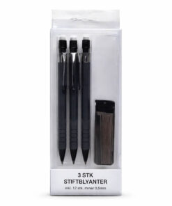 Danpen stiftblyanter 0,5 mm – sæt med 3 stk. og 12 ekstra miner i emballage
