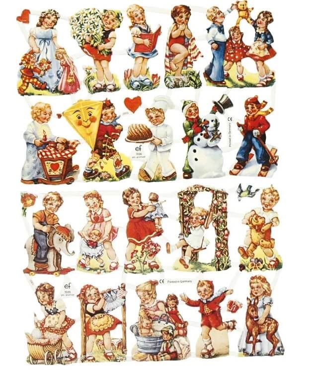 Glansbilleder med nostalgiske børn