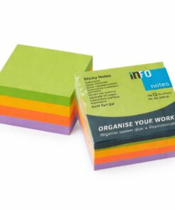 Sticky Notes Cube Mix 75x75 mm med 400 farvede selvklæbende noter til kontor og planlægning