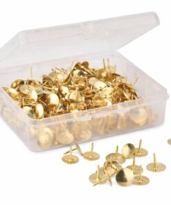 Guld farvede tegnestifter i plastæske – klassiske tegnestifter til opslagstavle