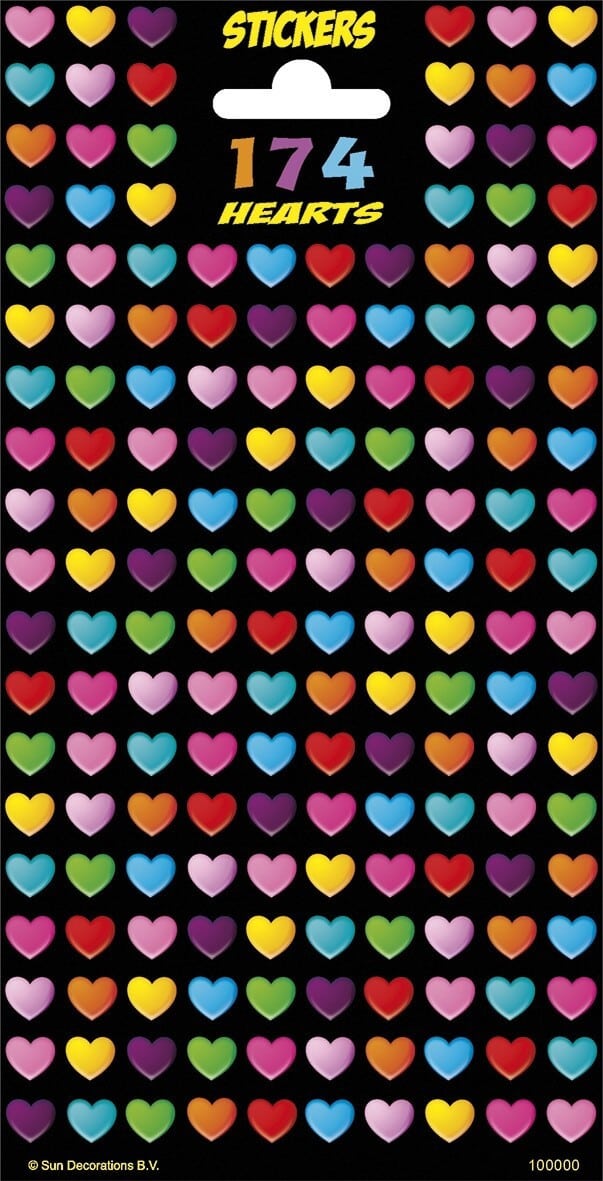 Stickers med små hjerter i farver