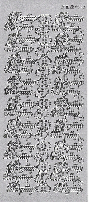 Stickers-med-tekst-bryllup-sølv