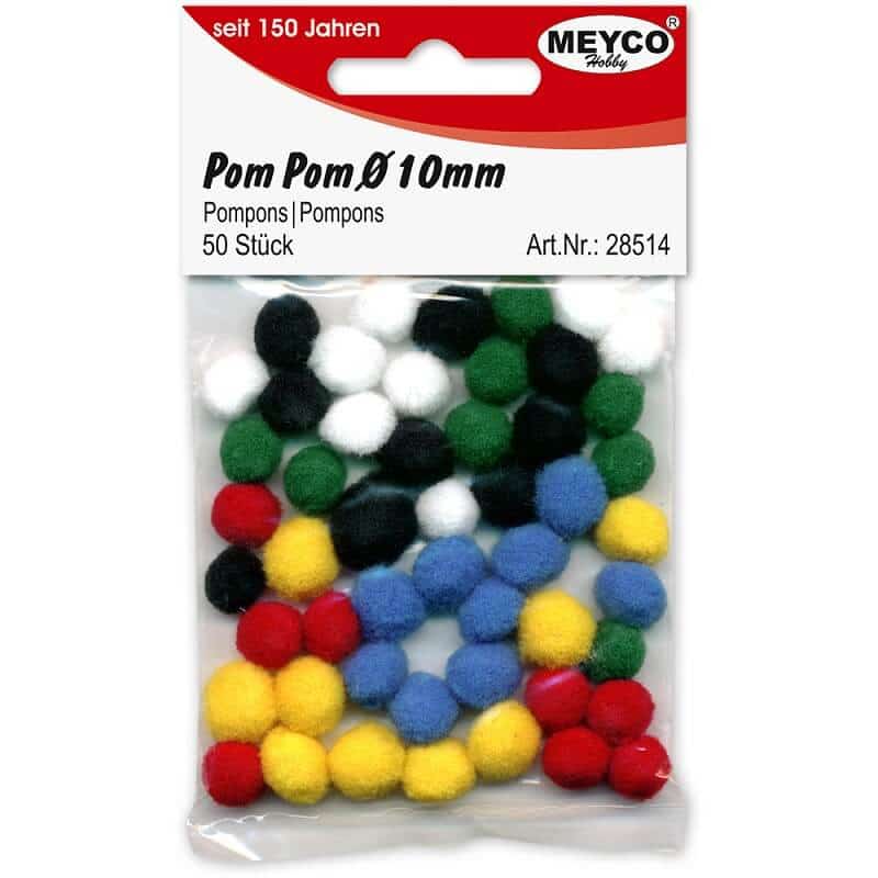 Pom Pom kugler mix 10 mm