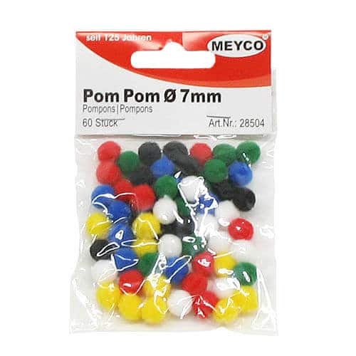 Pom Pom kugler mix 10 mm