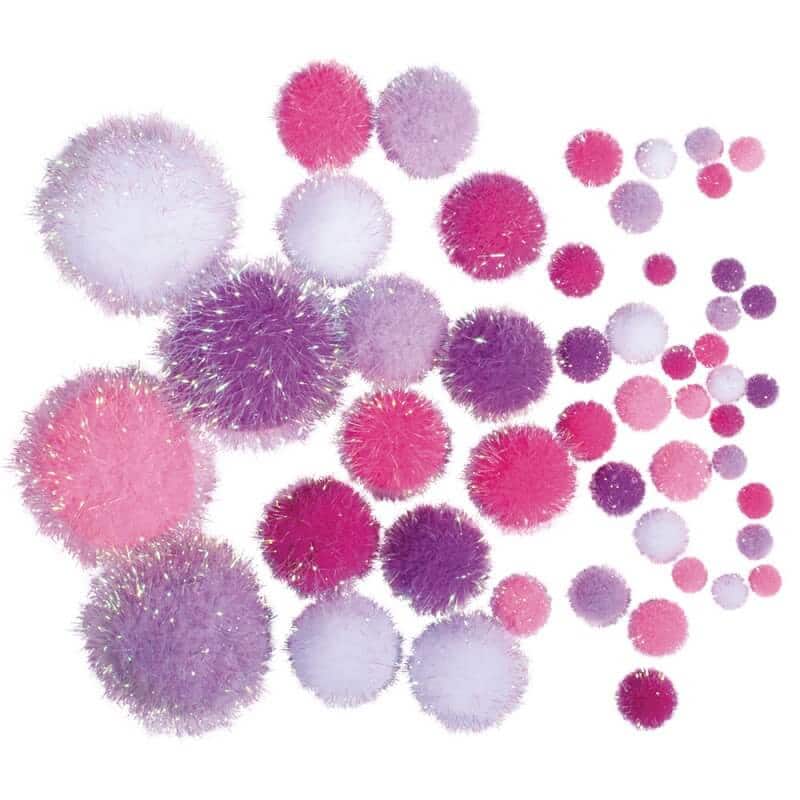 glitter-pompom-mix-lilla-pink