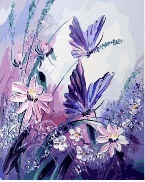 Diamond Painting 40x50cm sommerfugle og blomster
