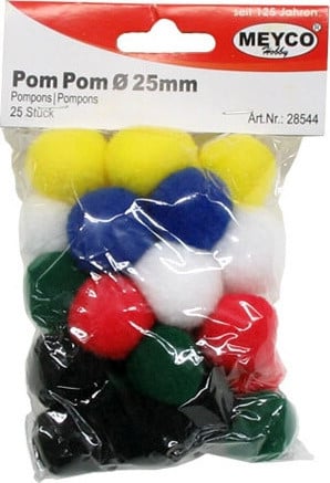 Pom Pom 25mm mix 25 stk