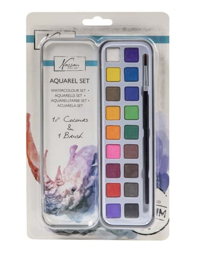 Akvarelmaling sæt 18 farver og pensel