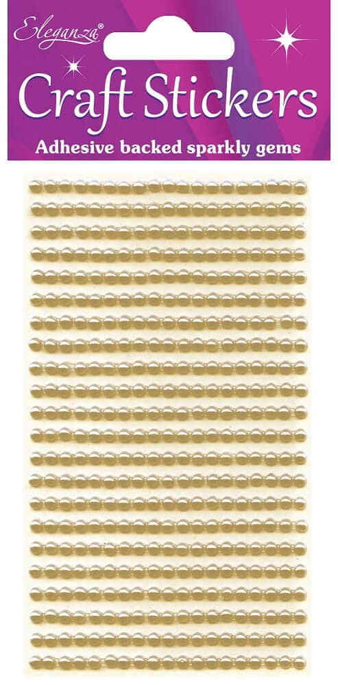 Selvklæbende halvperler, guld, 3mm 418 stk